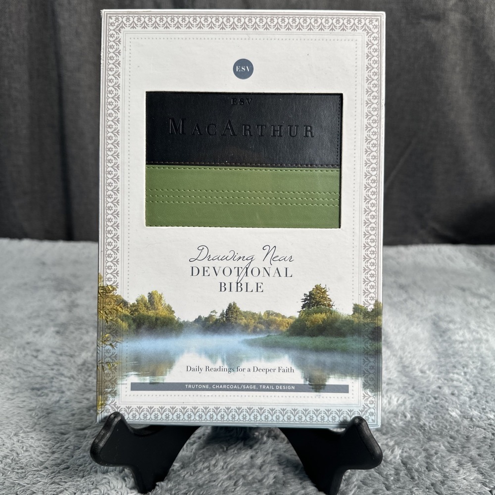 ESV MacArthur Drawing Near Devotional Bible (TruTone, Charcoal/Sage, Trail Desig